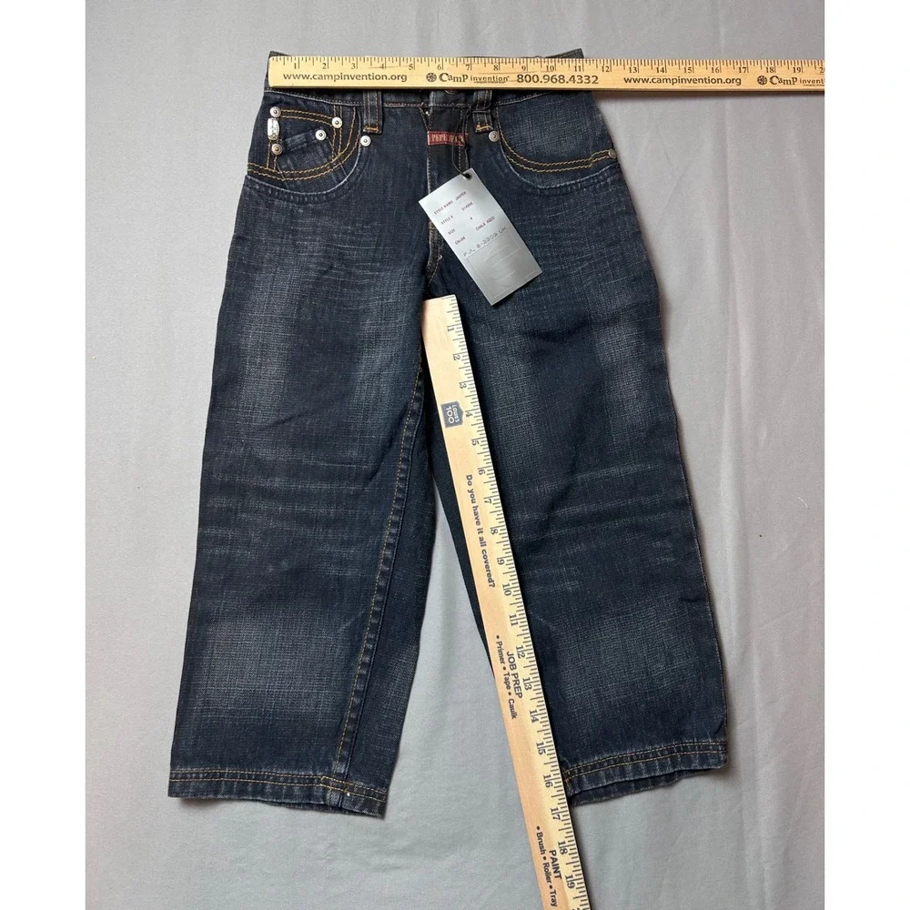 VTG Pepe Jeans London Jasper Kids Denim Jeans Chalk Aged Dark Wash Size 4 NWT